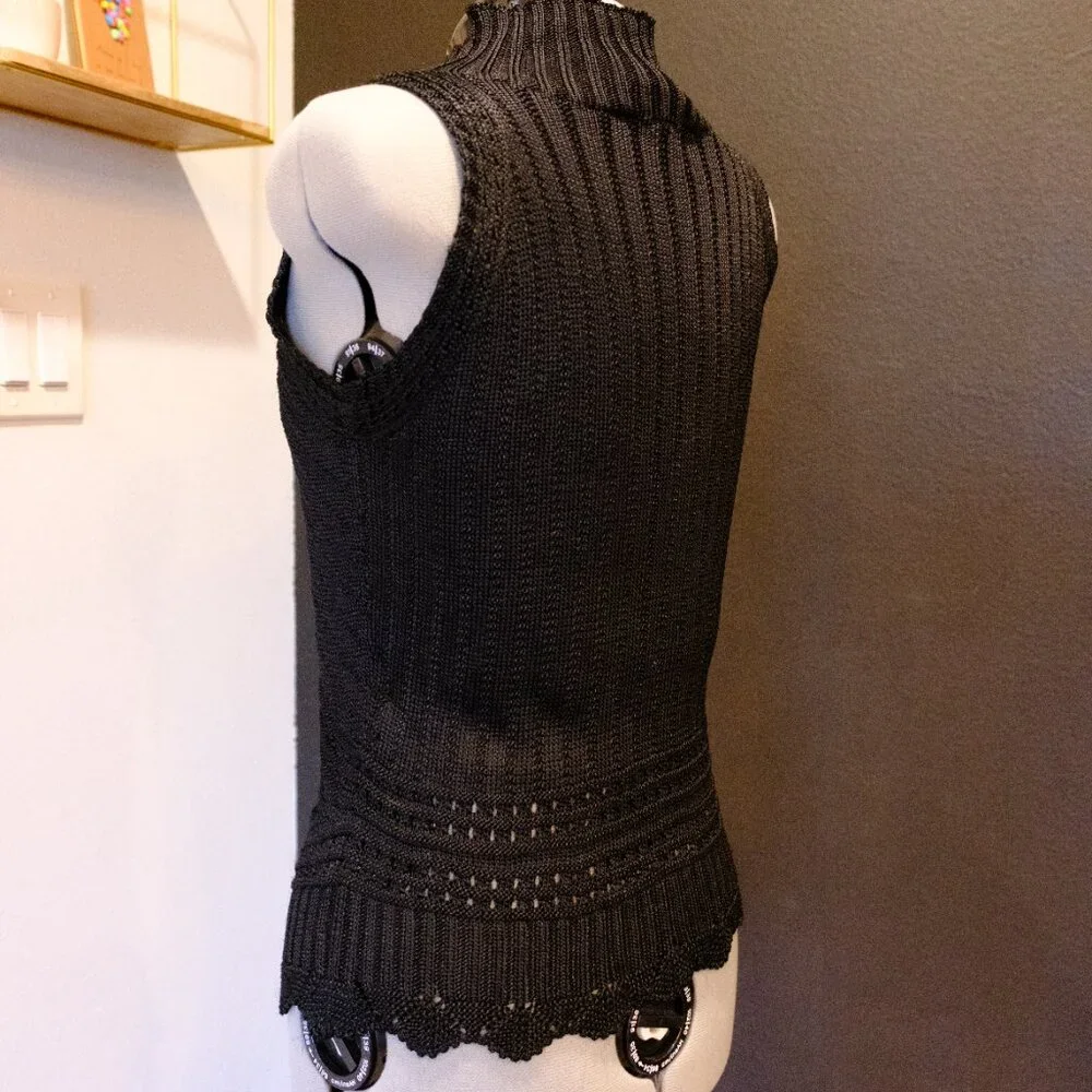 Bluemarine Black knit mock neck sleeveless top - Picture 3 of 4